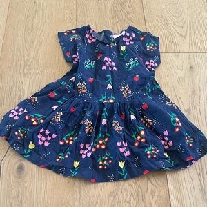 Hanna Andersson Navy Floral Kids Dress 4T pockets girl